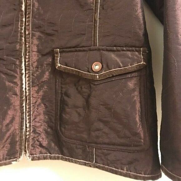 Bernardo Long Sleeve Zipper closure Brown jacket relaxed collared sz pxs satin - Picture 8 of 8